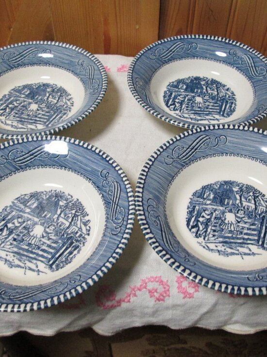 Currier & Ives Other - 4-Currier Ives Royal dessert bowls ice cream berry bowls 5.5 in Old Farm Gate